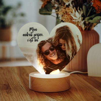 Lampe cœur personnalisée avec photo et texte