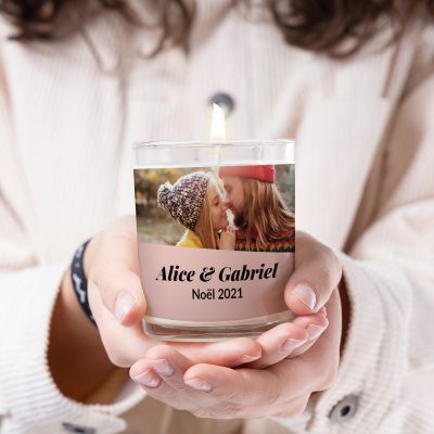 Bougie parfumée personnalisée avec photo et texte Bougie parfumée personnalisée avec photo et texte