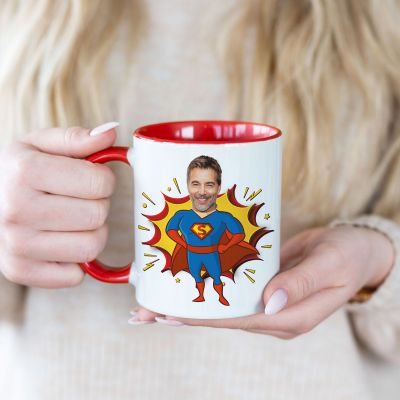 cadeau papa Mug personnalisé super-héros avec visage
