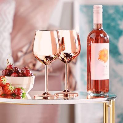 Verres à vin rose gold - Lot de 2