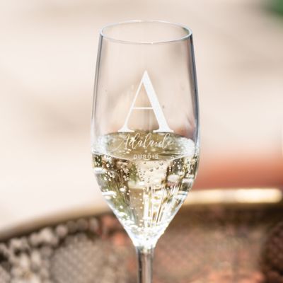 Flûte à champagne personnalisée avec monogramme