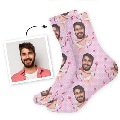Chaussettes personnalisées visage motifs amour Chaussettes personnalisées visage motifs amour