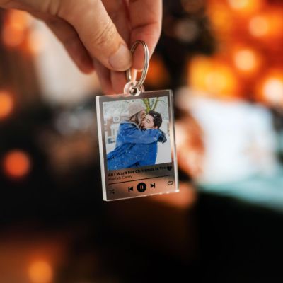 cadeau romantique Porte-clés personnalisé en acrylique avec photo et chanson