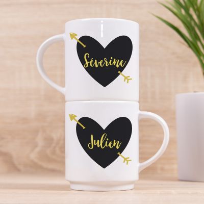 Tasse empilable Cœur avec Texte Tasse empilable Cœur avec Texte