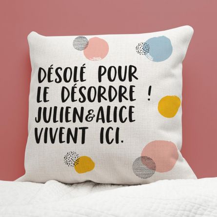 Housse de Coussin Texte Personnalisable