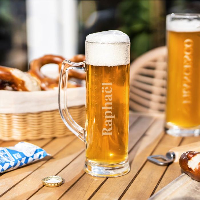 Chope à Bière Personnalisable 300 Ml - Verre Gravé - Cadeau Pour Homme (Fête Des Pères, Anniversaire)