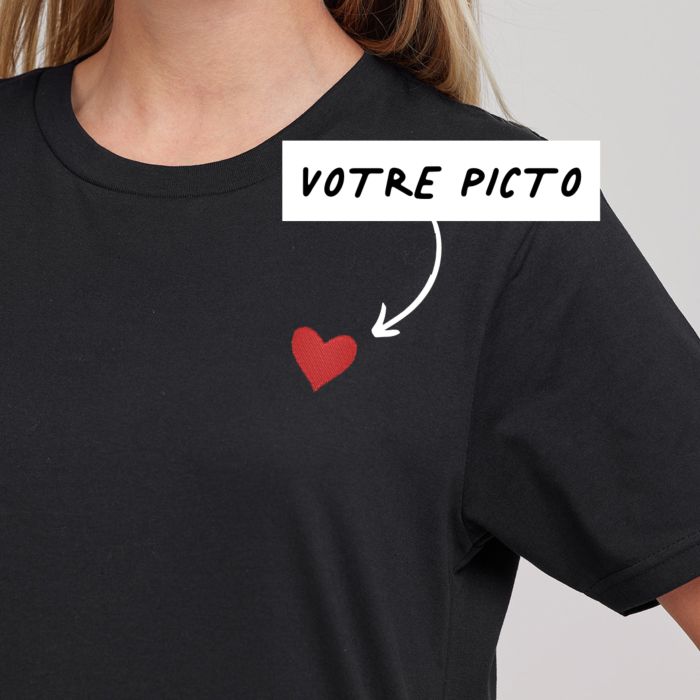 T-shirt brodé noir avec picto main product photo