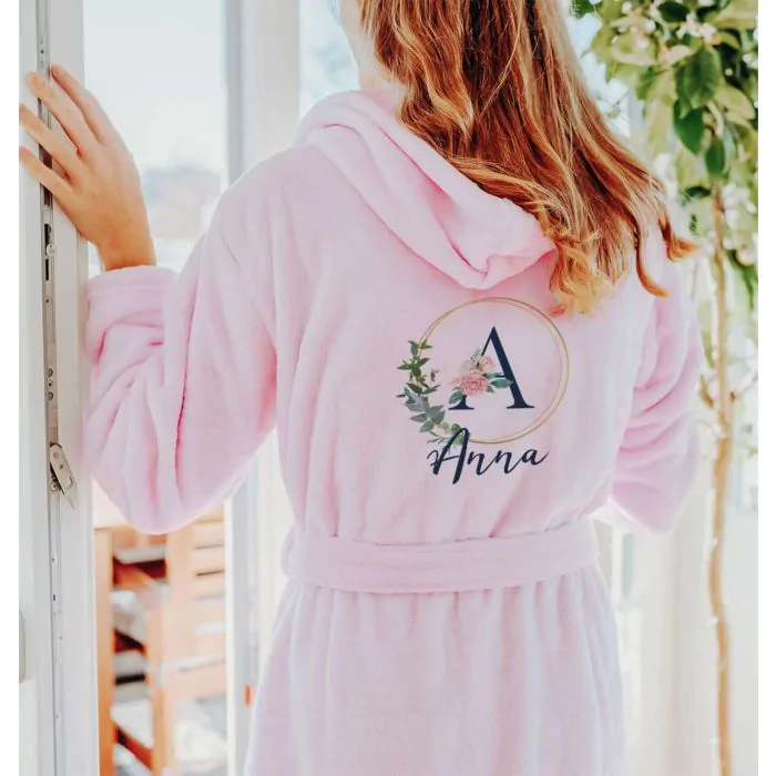 Peignoir personnalise Motif Floral avec Monogramme et Texte CadeauxFolies