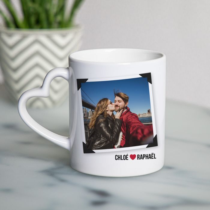 Tasse Poignée Cœur avec Photo et Texte main product photo