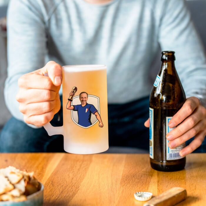 Chope de bière personnalisée avec photo - Coupe du Monde