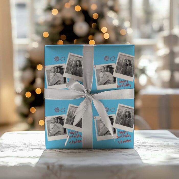 Personalisierbares Geschenkpapier mit Foto und Name zum Geburtstag
