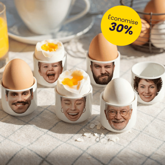 Coffret cadeau lot de 6 coquetiers avec visage