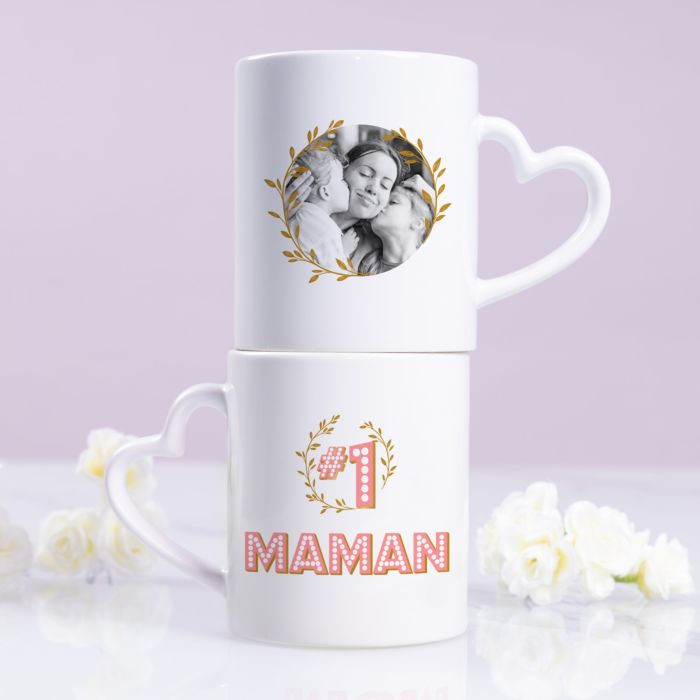 Tasse Poignée Cœur #1 Maman avec Photo