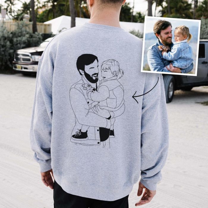 Pull personnalisé illustration Line Art 2 personnes