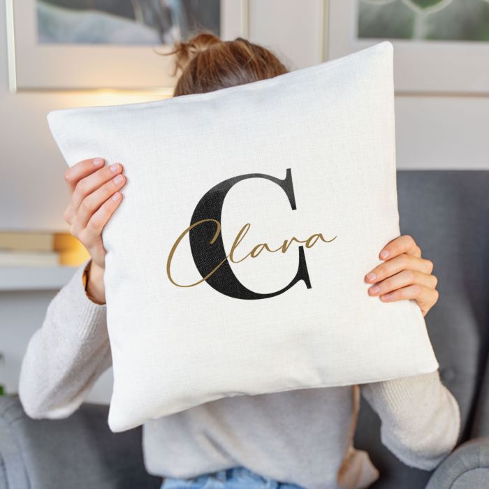 Housse de coussin personnalisée avec monogramme