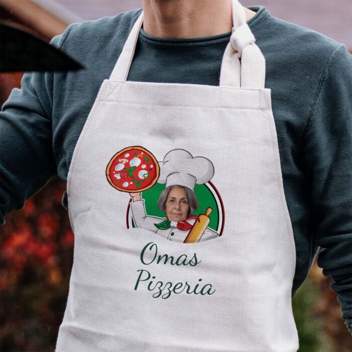 Tablier de cuisine personnalisé Pizzeria avec visage - Design