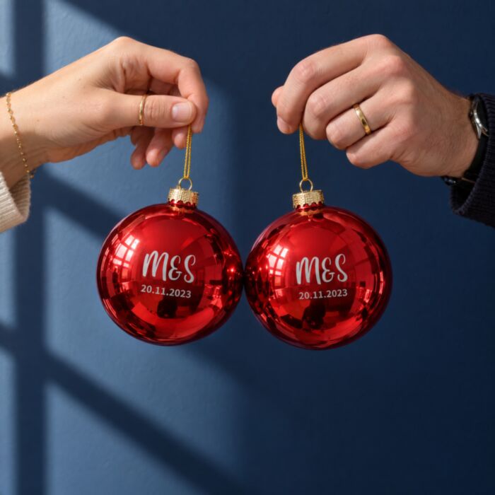 Boules de Noël personnalisées avec monogramme – Lot de 2