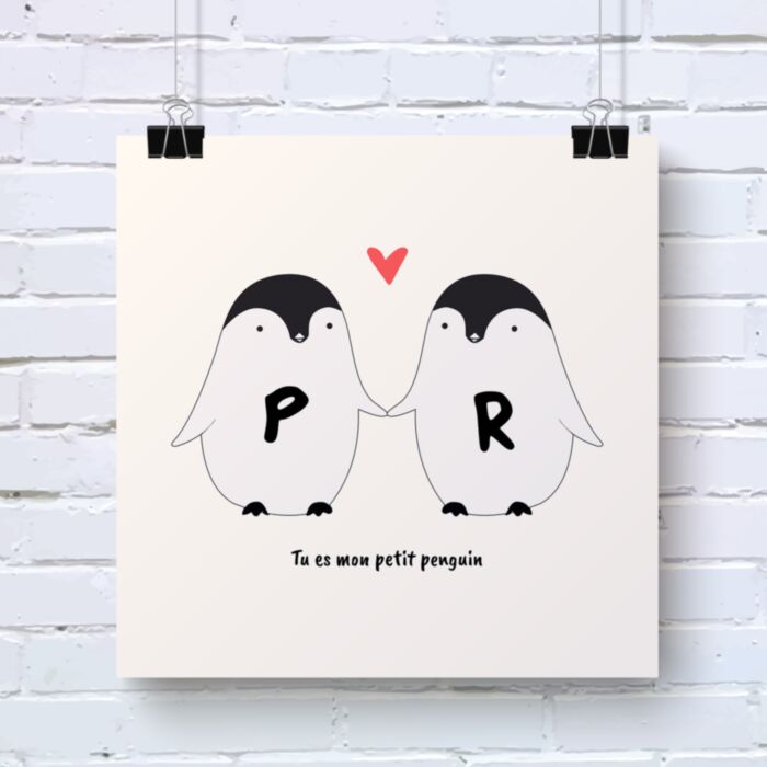 Couple de Pingouins - Poster personnalisable