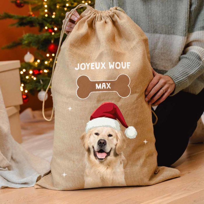 Pochon personnalisé Spécial Noël avec animal de compagnie