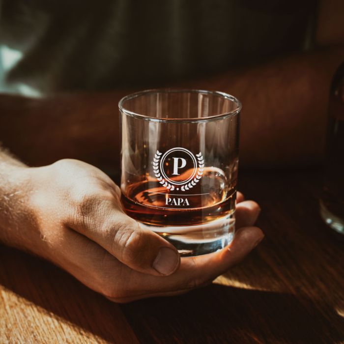 Cadeau fête des pères Verre à whisky personnalisé avec monogramme