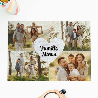 Puzzle personnalisé avec 4 photos et texte