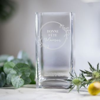 Vase personnalisé avec texte et motif floral