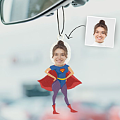 Désodorisant voiture personnalisé Superhéroïne avec visage 