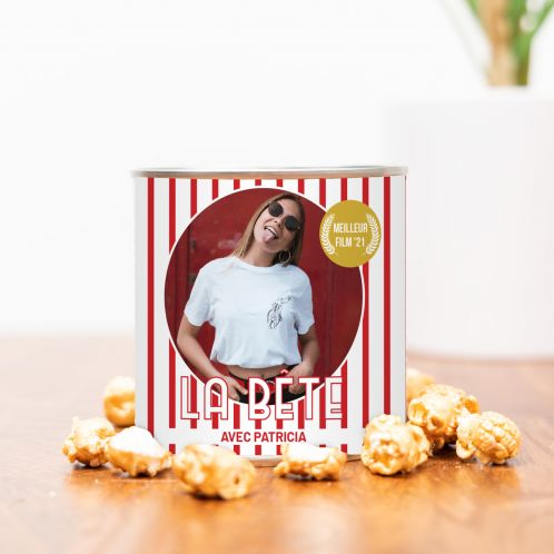 Popcorn doré avec photo et texte
