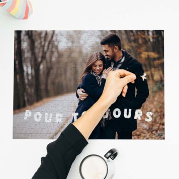Puzzle personnalisé avec photo et texte courbé