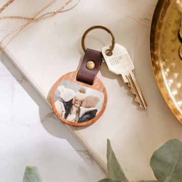 Porte-clés personnalisé en bois avec photo