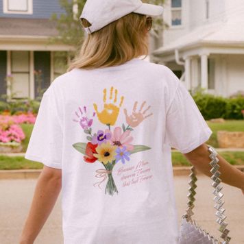 T-shirt personnalisé Bouquet avec empreinte de main - 5 empreintes de main - Design