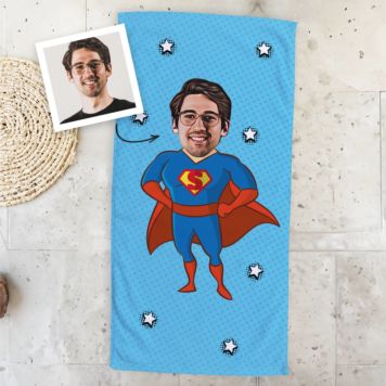 Serviette personnalisée super-héros avec visage Cartoon