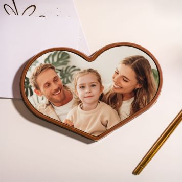 Chocolat personnalisé en forme de cœur avec photo