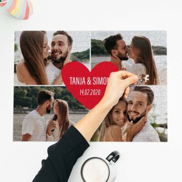 Puzzle personnalisé avec 4 photos et texte - Design