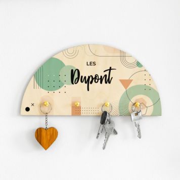 Porte-clés mural personnalisé en bois avec nom