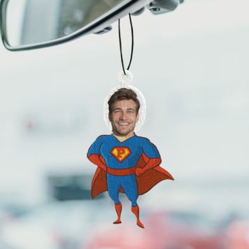 Désodorisant voiture personnalisé Superhéros avec visage