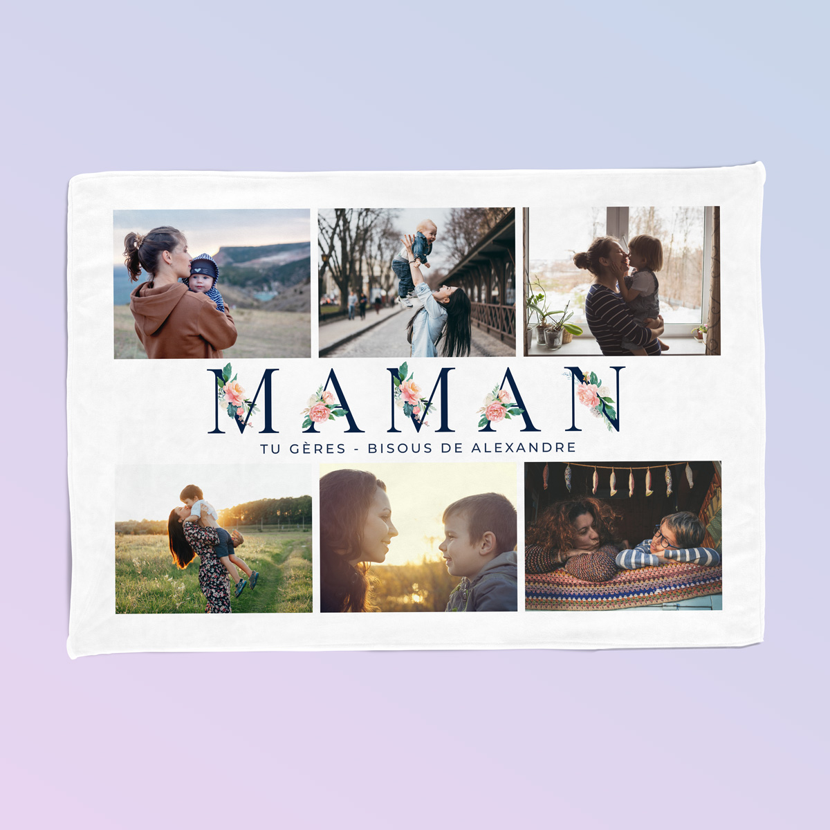 Couverture Maman avec 6 Photos et Texte