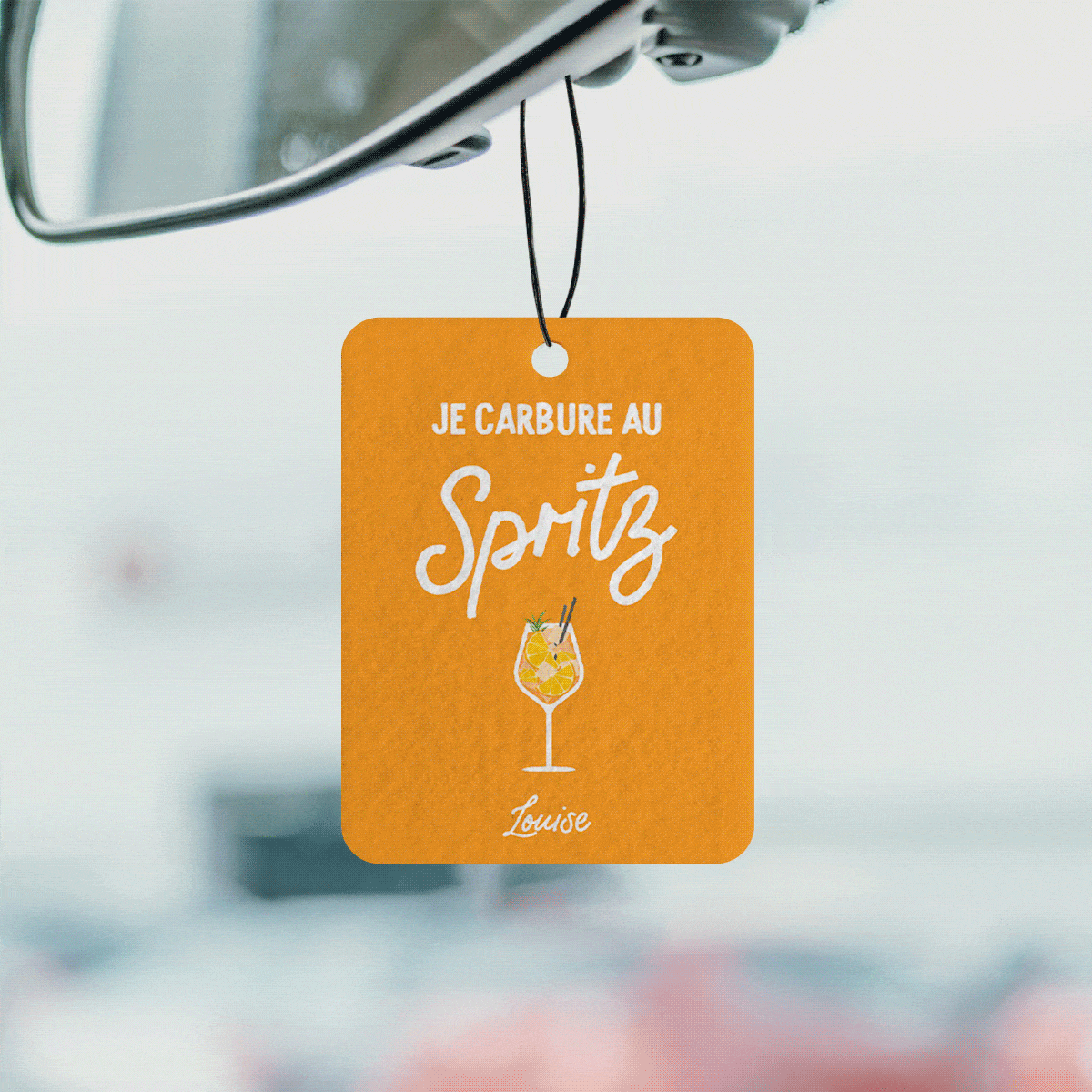 Désodorisant voiture personnalisé avec boisson et slogan - Lot de 2