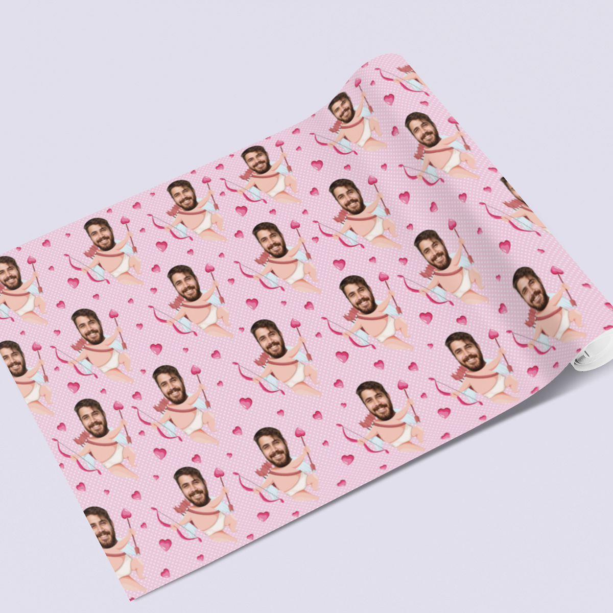 Papier cadeau personnalisé visage motifs amour