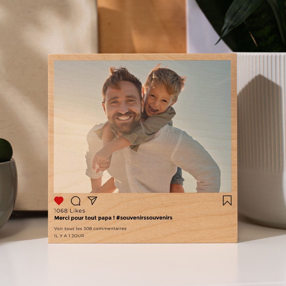 Photo sur bois personnalisée - Design Instagram