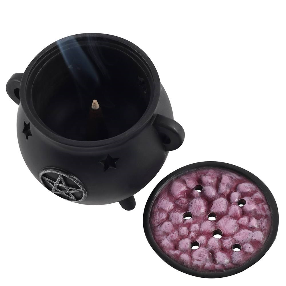 Brûleur d’encens chaudron avec pentagramme
