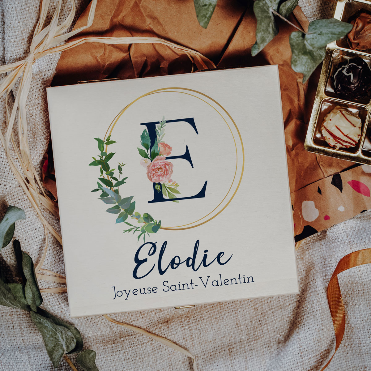 Boîte de Chocolats Monogramme avec Texte