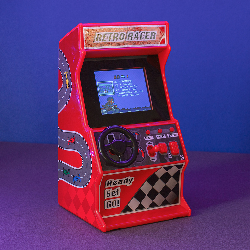 Console de jeux vidéo rétro voitures de course
