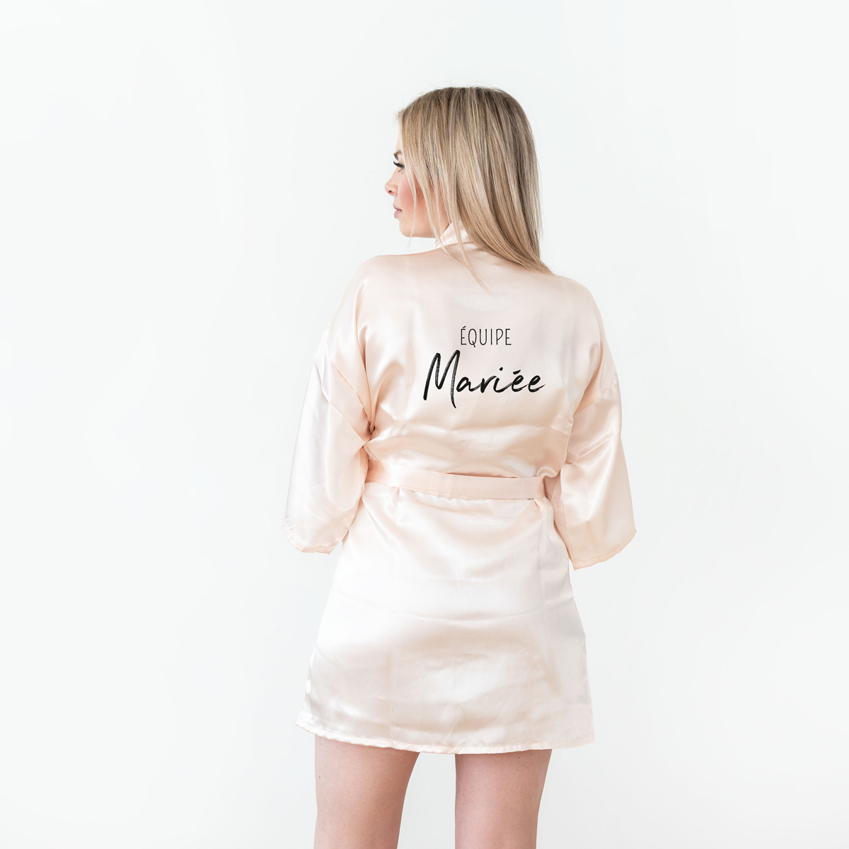Robe de chambre satin personnalisée avec texte