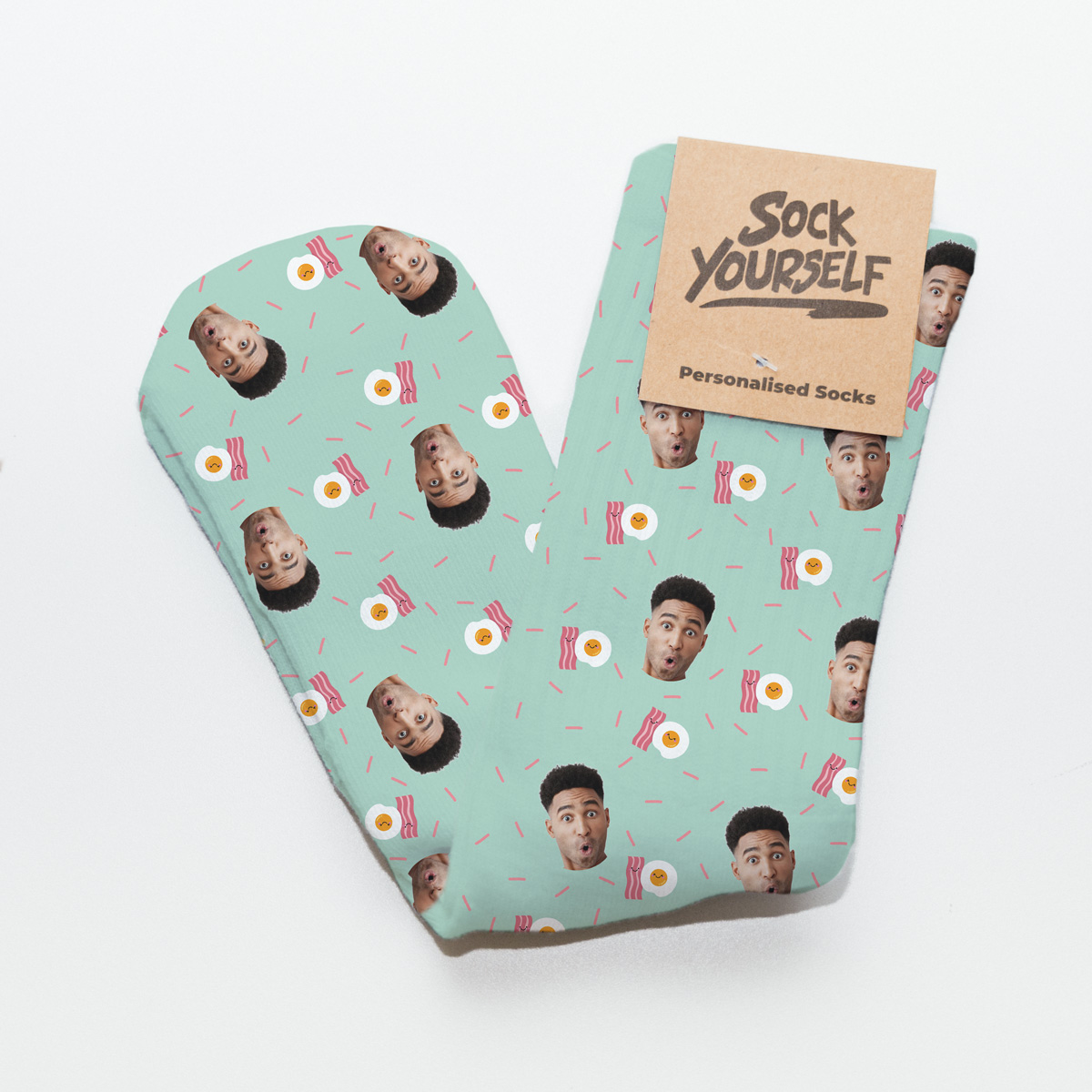 Chaussettes personnalisées visage motifs amour