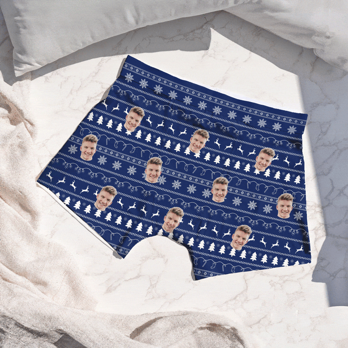 Caleçon personnalisé Noël avec visage et motif