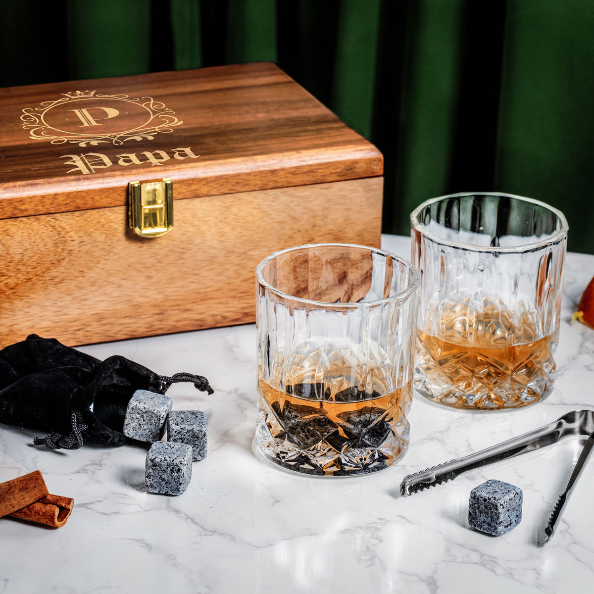 Verres à whisky personnalisés avec monogramme - Lot de 2