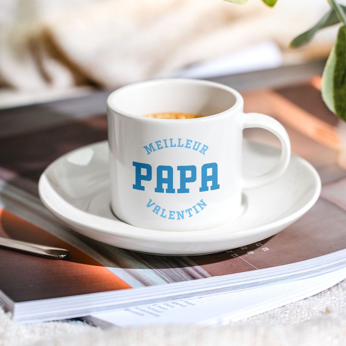 cadeau papa Tasse à café personnalisée avec trois lignes