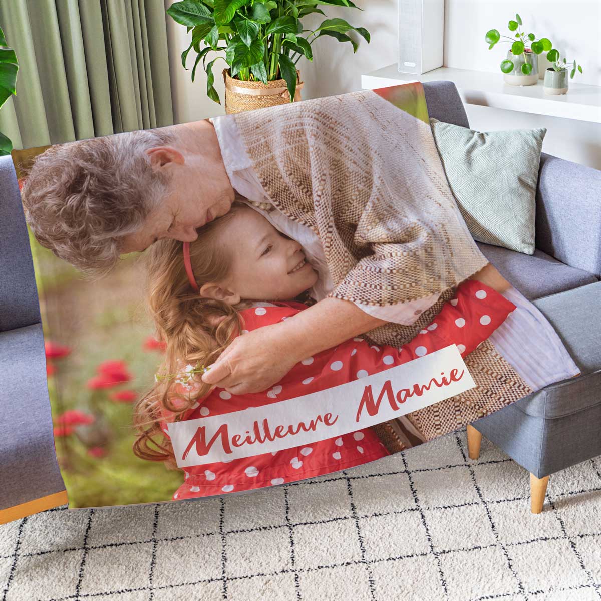 Couverture personnalisée avec photo et texte cadeau mamie Petite couverture personnalisée avec photo et texte