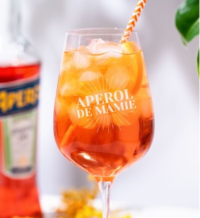 cadeau mamie verre aperol spritz personnalisé avec prénom
